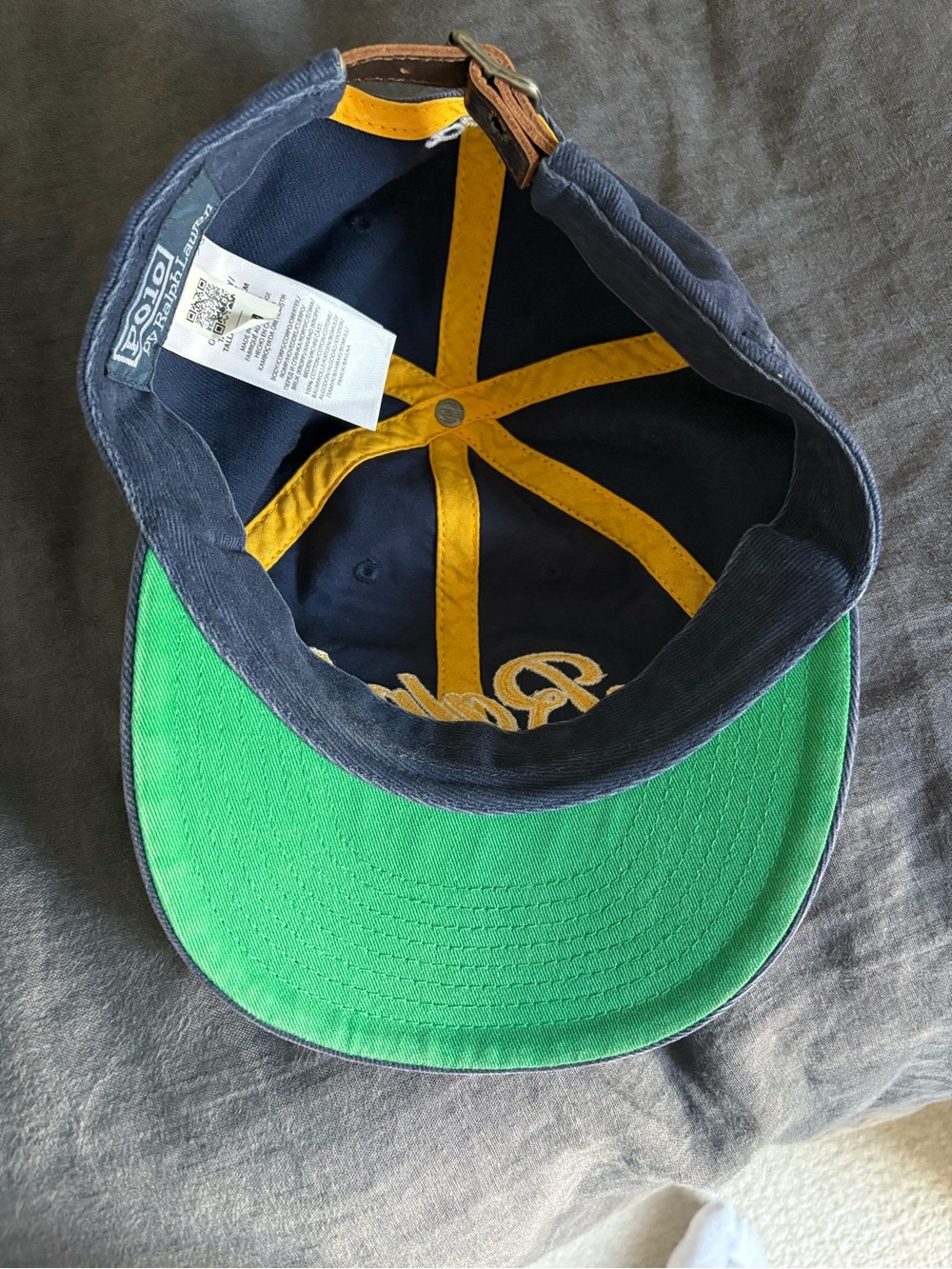 Ralph Script Baseball Cap in Navy with Yellow Logo - Picture 7 of 8